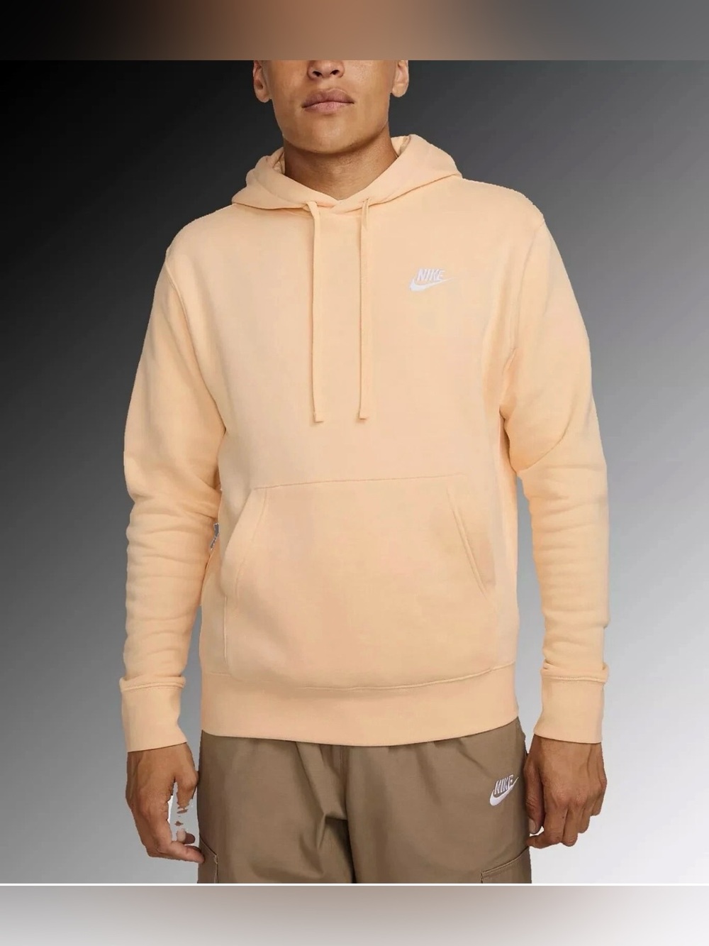 Nike Sportswear Club Fleece Mens Pullover Hoodie XL Peach